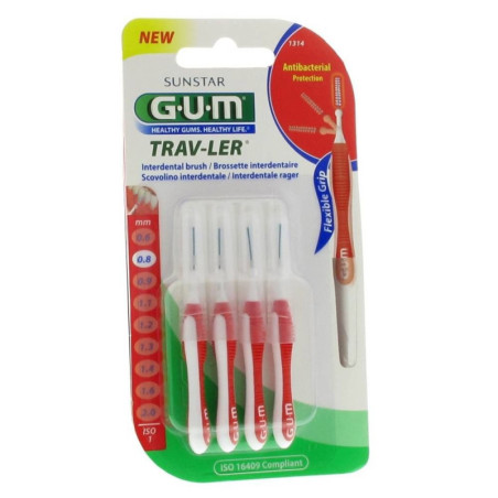 GUM Brossettes interdentaires Trav-ler 0.8mm-4 brossettes-1314