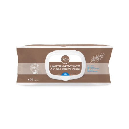 GIFRER LINGETTES NETTOYANTES À L’HUILE D’OLIVE 70 Unités