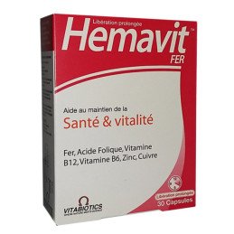 Vitabiotics – Hemavit Fer Santé et Vitalité – 30 capsules