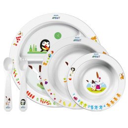 AVENT SET REPAS 6 M+ 1 Assiette - 2 Bols - 1 Fourchette - 1 Cuillère