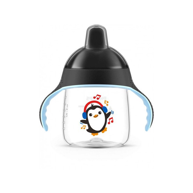 AVENT TASSE PINGOUIN AVEC ANSES NOIRES ANTI-DERAPANTE 260 ML 12 MOIS+