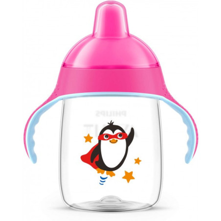 AVENT TASSE PINGOUIN AVEC ANSES ROSE ANTI-DERAPANTE 340 ML 18 MOIS+