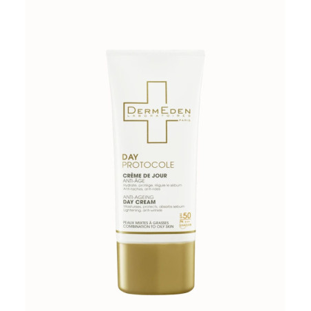 DERMEDEN CRÈME DE JOUR ANTI-ÂGE SPF 50 PEAUX MIXTES À GRASSES 50 ML