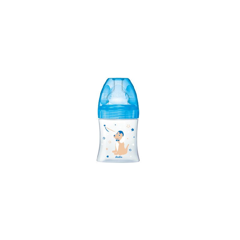 DODIE BIBERON SENSATION+ 150 ML BLEU OURSON 0-6 M TÉTINE PLATE DEBIT 1