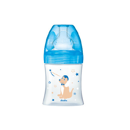 DODIE BIBERON SENSATION+ 150 ML BLEU OURSON 0-6 M TÉTINE PLATE DEBIT 1