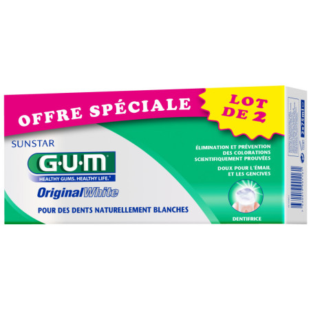Gum Original white dentifrice 75 ml Pack de 2