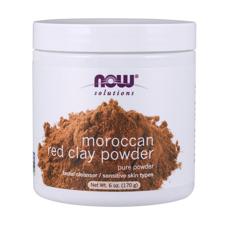 NOW SOLUTIONS Nettoyant Visage Poudre d'Argile Rouge Marocaine 170 G