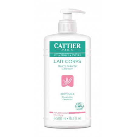 Cattier Lait Corps Nourrissant Beurre de Karité Géranium 500 ml