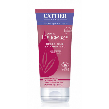 Cattier Gel Douche Délicieuse Sans Sulfates Coulis de Framboise 200 ml