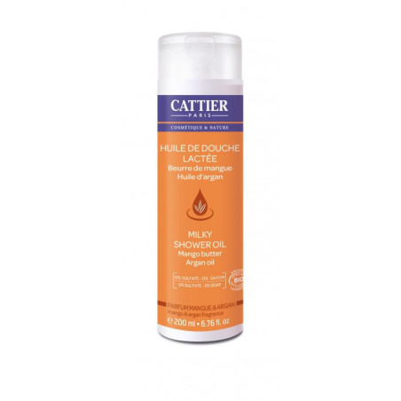 Cattier Huile de Douche Lactée Sans Sulfates Mangue Argan 200 ml