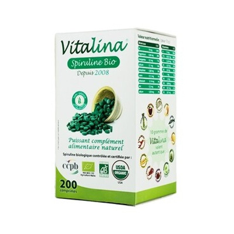 VITALINA Spiruline Modèle Grand Format 200 Comprimés