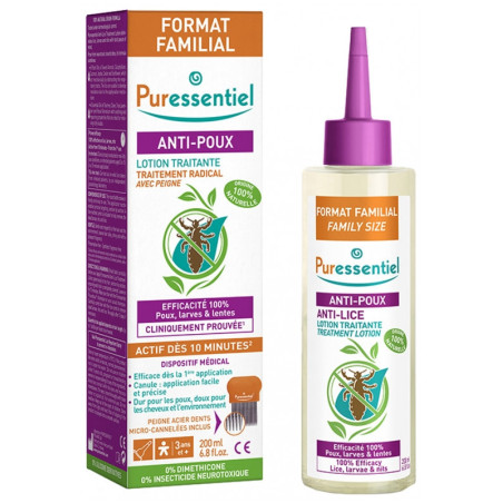 PURESSENTIEL ANTI-POUX LOTION + PEIGNE TRAITEMENT 10 MIN 200 ML