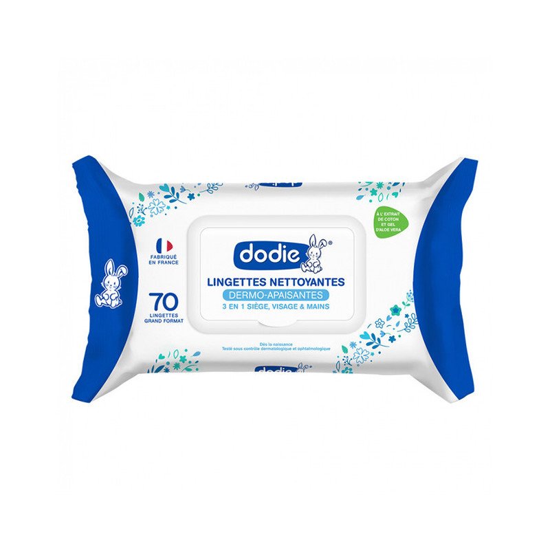 DODIE LINGETTES NETTOYANTES DERMO-APAISANTES 3 EN 1 70 Unités