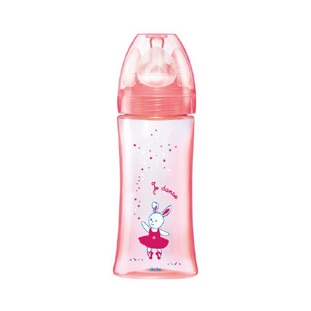 DODIE BIBERON INITIATION+ 330 ML ROSE DANSE +6 M TETINE RONDE 3 VITESSES DEBIT 3