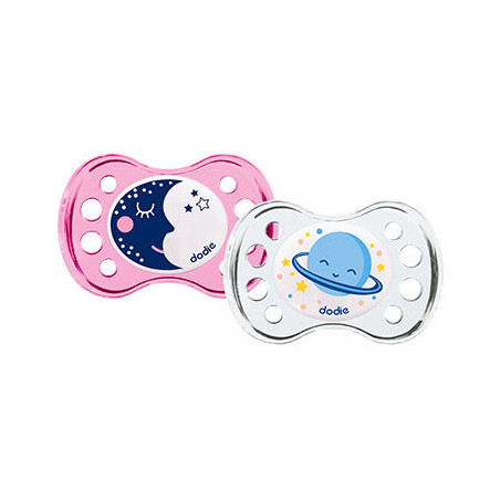 Dodie sucette anatomique +6 mois A17 Duo Nuit Lune / Saturne