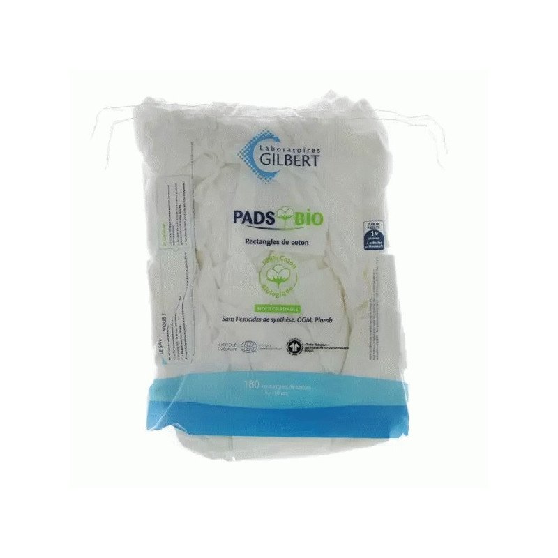 Gilbert Pads Bio Rectangles de Coton 180 Unités