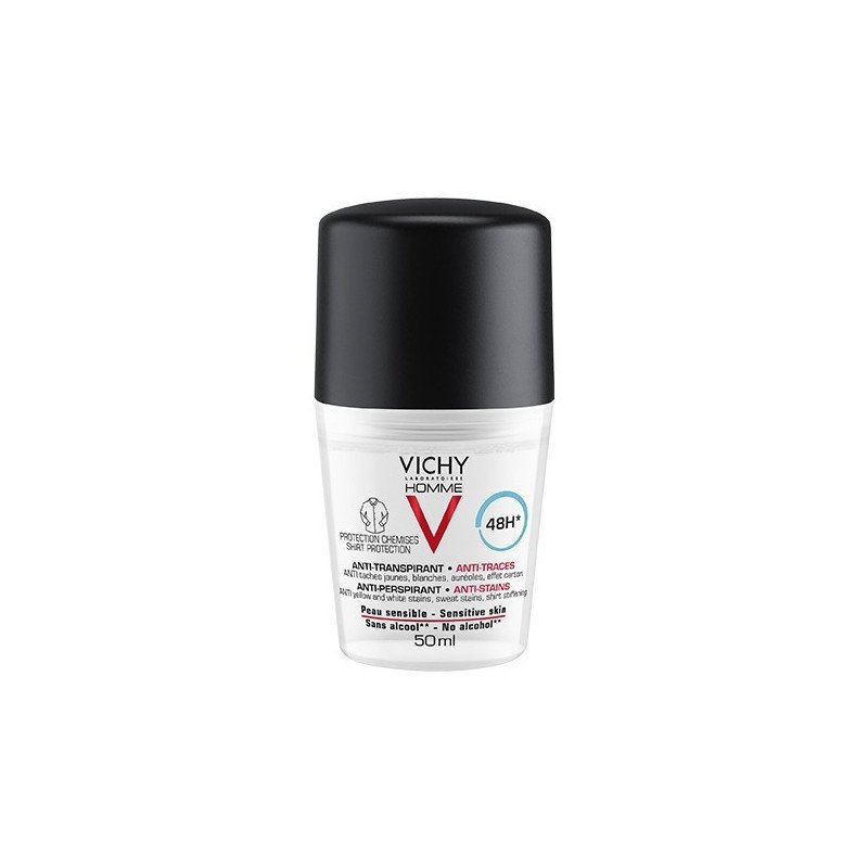 Vichy Homme Déodorant Roll-on Anti-transpirant Anti-traces 48h 50 ml