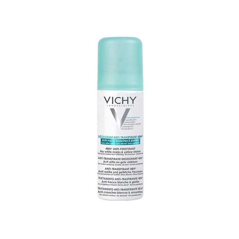 Vichy Déodorant Aérosol Anti-transpirant 48H Anti-traces jaunes et blanches 125 ml