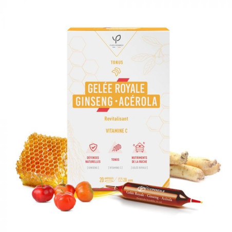 Yves Ponroy Gelée Royale Ginseng Acérola 20 Ampoules