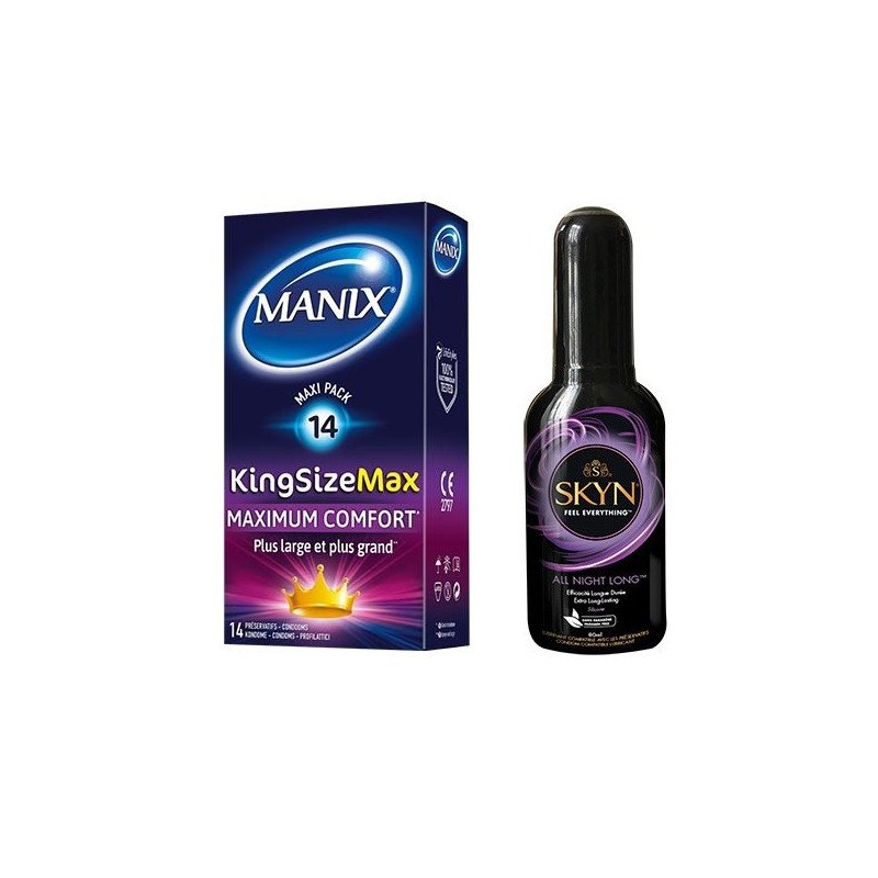 Pack Manix King Size Max 14 unités + Manix Skyn gel All night long 80 ml