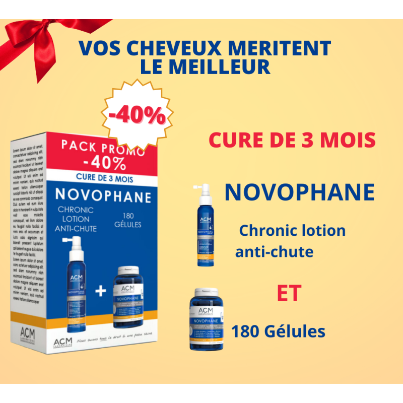 ACM Novophane Chronic Lotion Anti-Chute 100 ml + Novophane 180 Gélules pack ACM Novophane Chronic Lotion Anti-Chute 100 ml + Novophane 180 Gélules pack