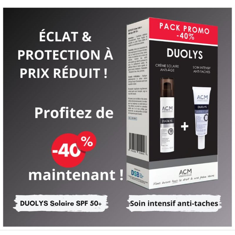 ACM Duolys Solaire SPF 50+ 50 ml + Soin Intensif Anti-Taches Pack ACM Duolys Solaire SPF 50+ 50 ml + Soin Intensif Anti-Taches Pack