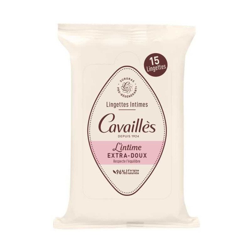 Rogé Cavaillès Lingettes Intime Extra Douces Aloé Vera 15 Unités
