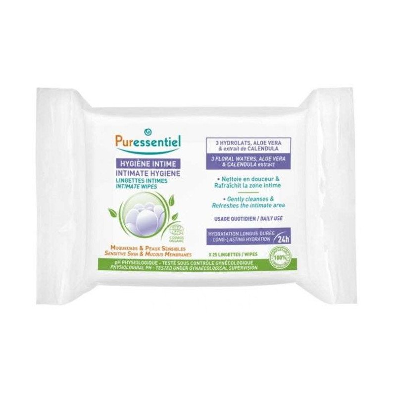 PURESSENTIEL HYGIÈNE INTIME LINGETTES INTIMES 25 UNITÉS