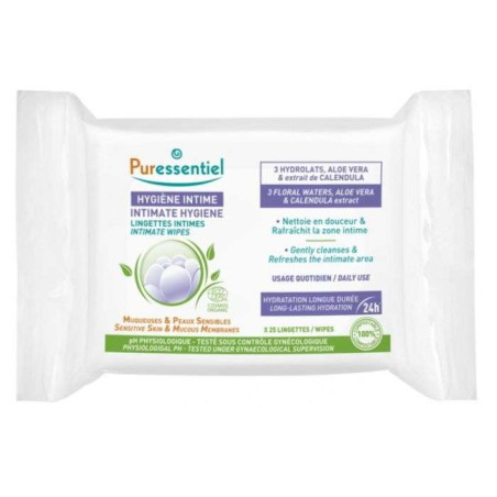 PURESSENTIEL HYGIÈNE INTIME LINGETTES INTIMES 25 UNITÉS